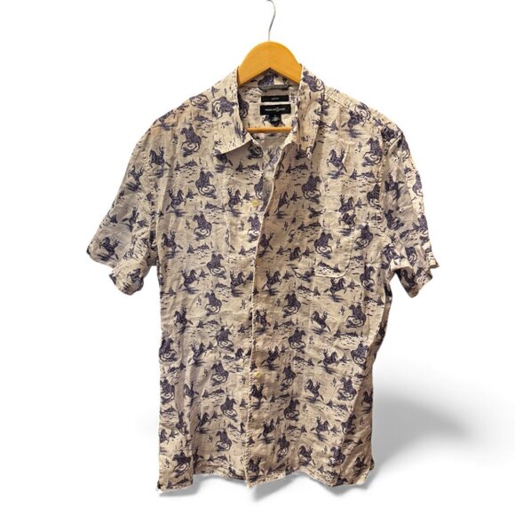 Treasure & Bond Men’s Short Sleeve Button-Up | Cowboy Print | Size Large | EUC - Picture 6 of 6